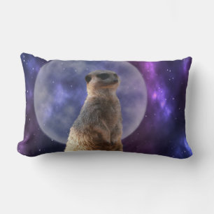 Meerkat On Blue Moonlight Night Watch, Lumbar Cushion