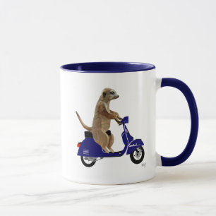Meerkat on Dark Blue Moped Mug
