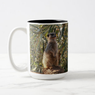 Meerkat On Guard Duty, Two-Tone Coffee Mug