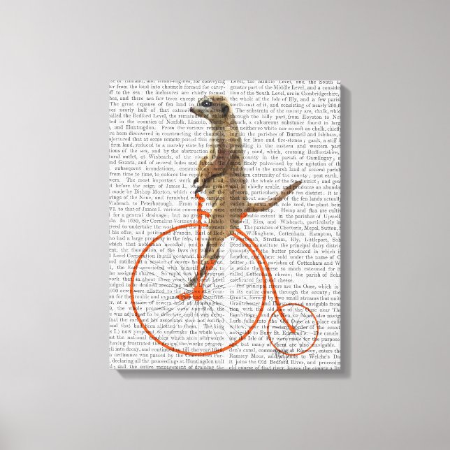 Meerkat on Orange Penny Farthing Canvas Print (Front)