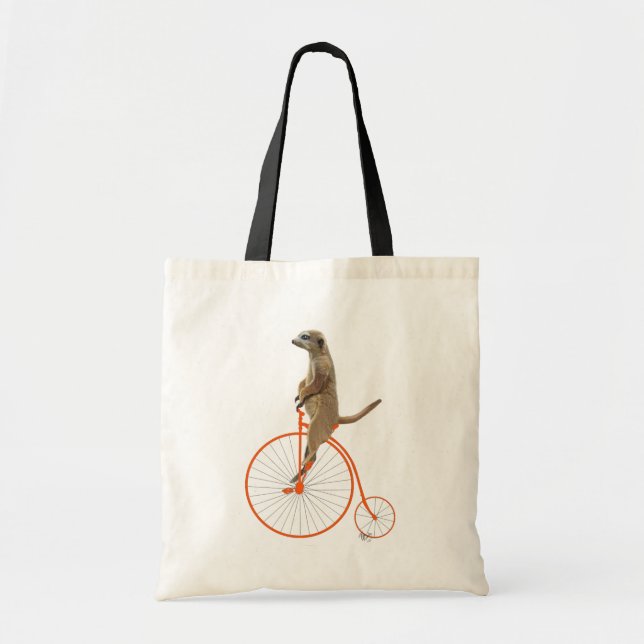 Meerkat on Orange Penny Farthing Tote Bag (Front)
