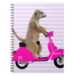 Meerkat on Pink Moped 2 Notebook
