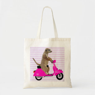 Meerkat on Pink Moped 2 Tote Bag