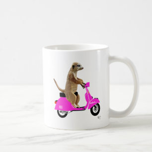 Meerkat on Pink Moped Coffee Mug