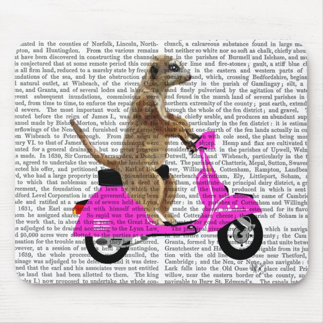 Meerkat on Pink Moped Mouse Mat (Front)