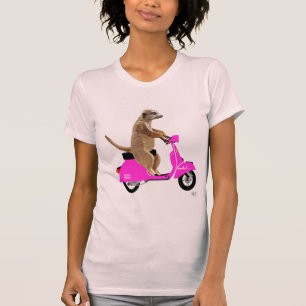 Meerkat on Pink Moped T-Shirt