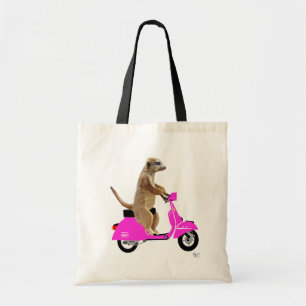 Meerkat on Pink Moped Tote Bag