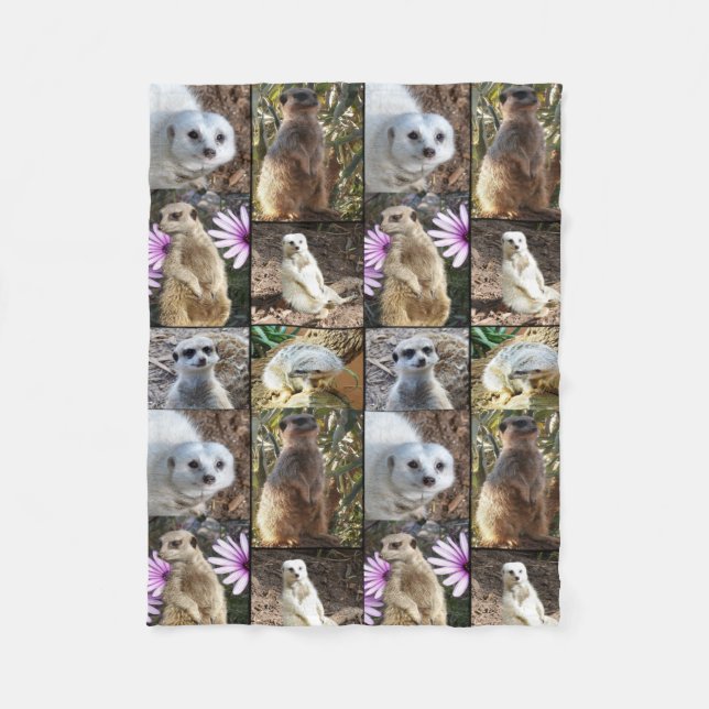 Meerkat Photo Collage, Small Fleece Blanket. (Front)