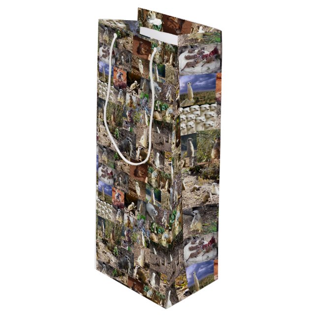 Meerkat Photo Collage, Wine Gift Bag (Front Angled)