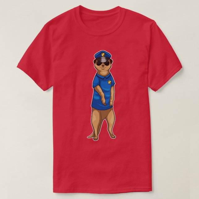 Meerkat Police Cop Sunglasses T-Shirt (Design Front)