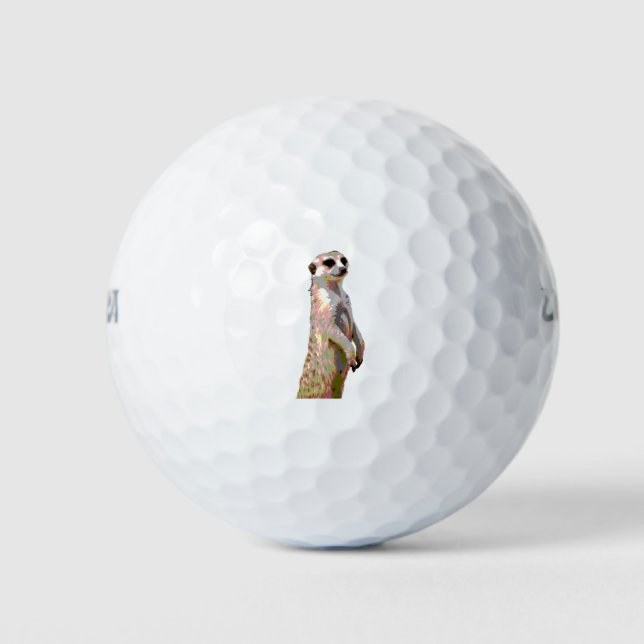 Meerkat - Pop Art Style & Posterised Golf Balls (Front)