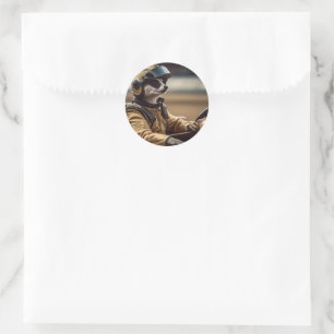 Meerkat Professional Racing Car Driver, Classic Round Sticker