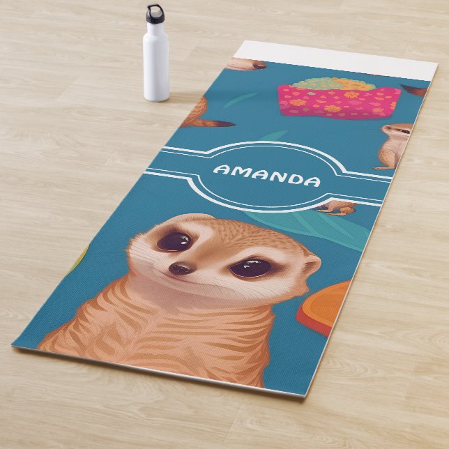 Meerkat Rainbow Colourful Personalised Pattern Yoga Mat (In Situ)