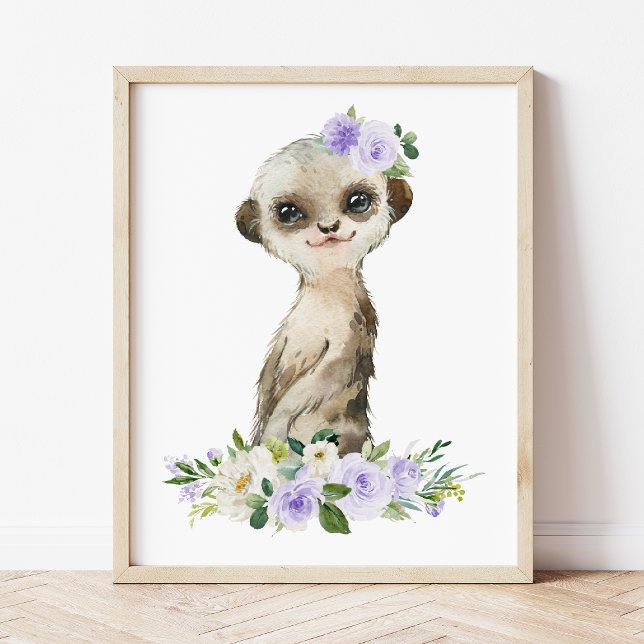 Meerkat, Safari, Purple Flowers, Gender Neutral Photo Print (Creator Uploaded)