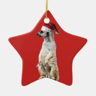 Meerkat Santa Claus Ceramic Tree Decoration