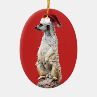 Meerkat Santa Claus Ceramic Tree Decoration