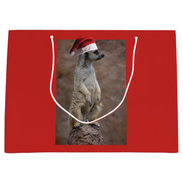 Meerkat Santa Claus Large Gift Bag (Front)