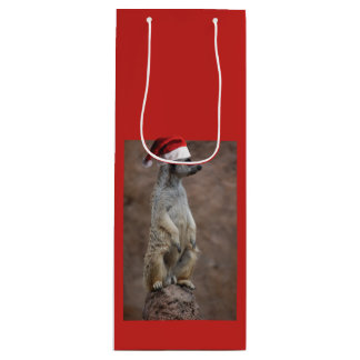 Meerkat Santa Claus Wine Gift Bag