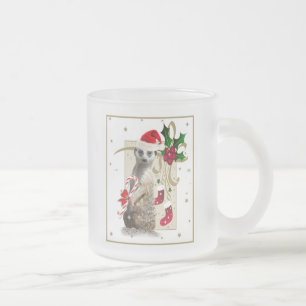 Meerkat Santa Frosted Glass Coffee Mug