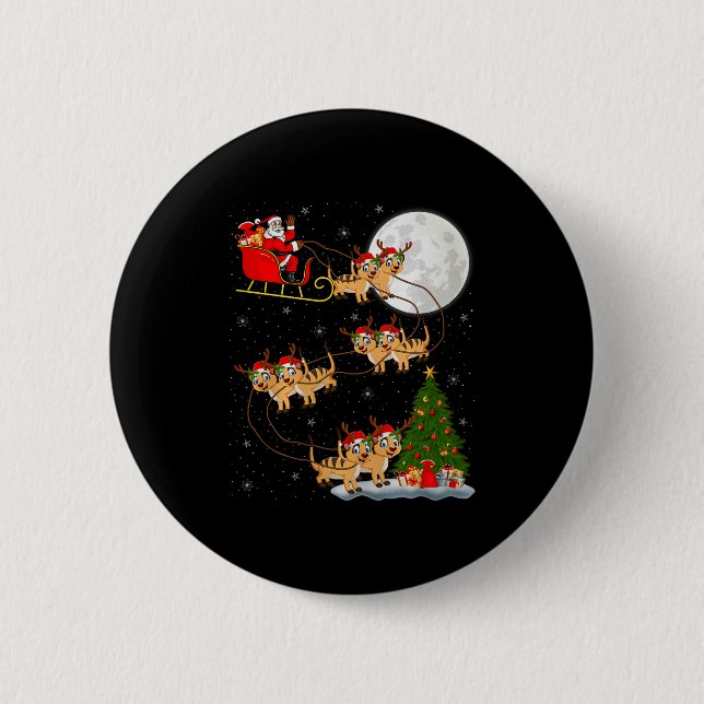Meerkat Santa Sleigh Flying Funny Magical Christma 6 Cm Round Badge (Front)