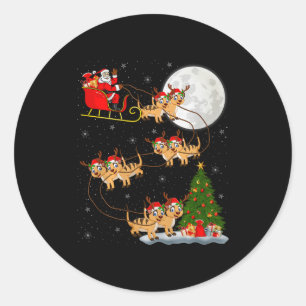 Meerkat Santa Sleigh Flying Funny Magical Christma Classic Round Sticker