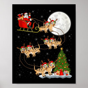 Meerkat Santa Sleigh Flying Funny Magical Christma Poster