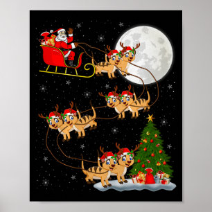 Meerkat Santa Sleigh Flying Funny Magical Christma Poster