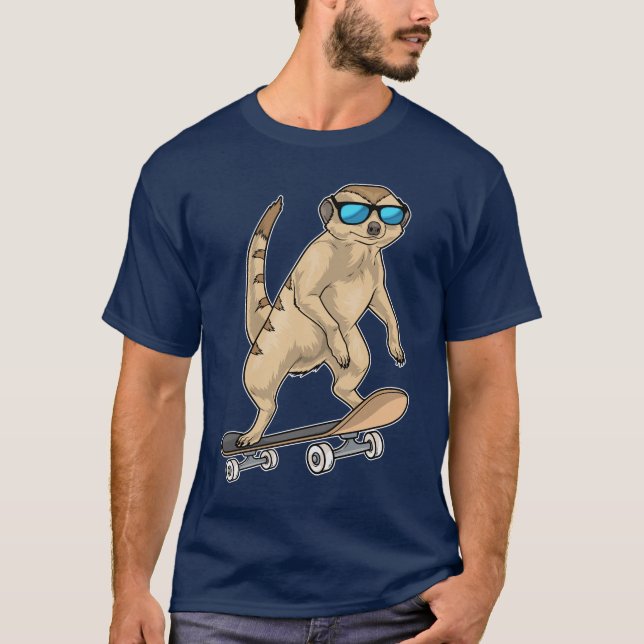 Meerkat Skater Skateboard T-Shirt (Front)