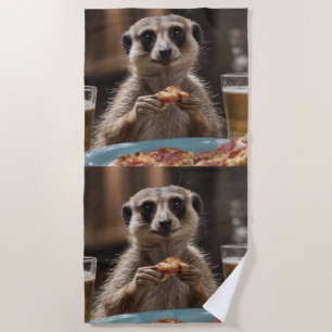 Meerkat Sneaky Lunchtime,  Beach Towel