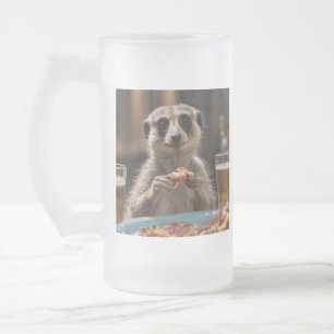 Meerkat Sneaky Lunchtime, Frosted Glass Beer Mug