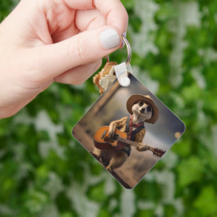 Meerkat Strumming A Country Lullaby,  Key Ring