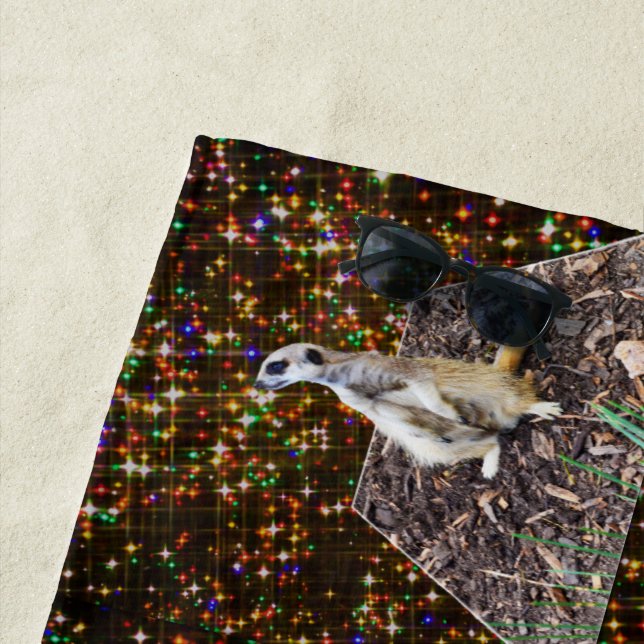 Meerkat Twinkle Stars, Beach Towel (In Situ)