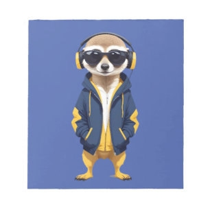 Meerkat Wearing Hoodie Funny Cool Animal Character Notepad