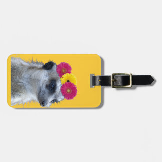 Meerkat with 3 bright gerber daisies luggage tag