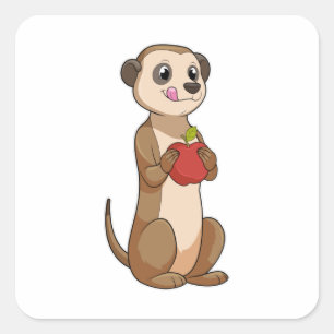 Meerkat with Apple Square Sticker