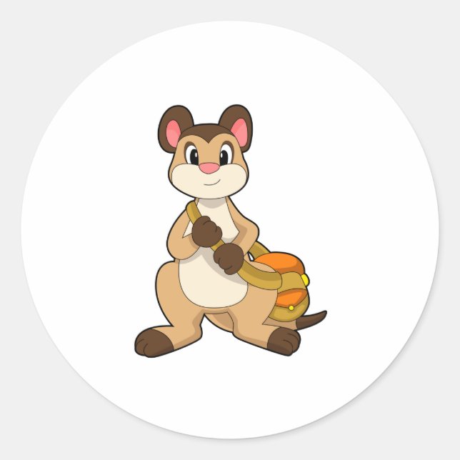 Meerkat with Bag Classic Round Sticker (Front)