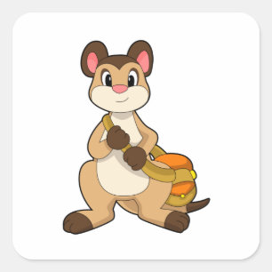 Meerkat with Bag Square Sticker