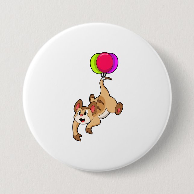 Meerkat with Balloon 7.5 Cm Round Badge (Front)