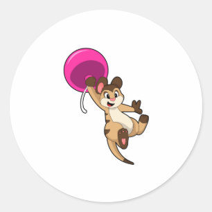 Meerkat with Balloon Classic Round Sticker