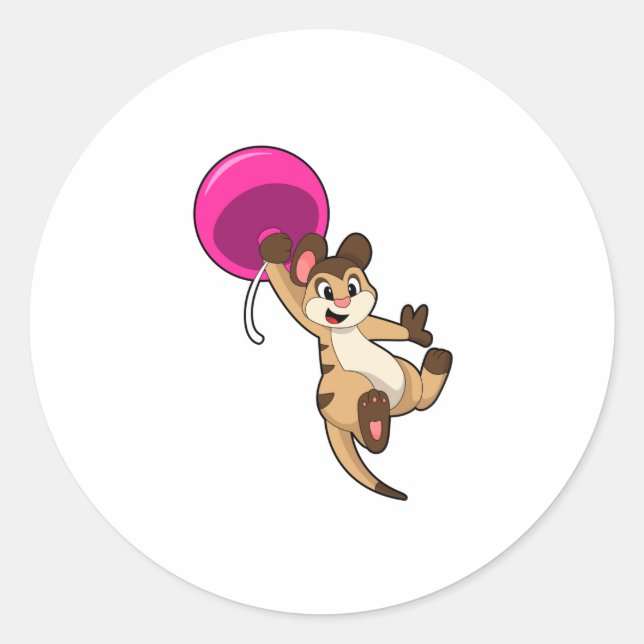 Meerkat with Balloon Classic Round Sticker (Front)