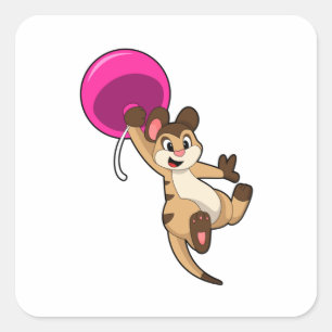 Meerkat with Balloon Square Sticker