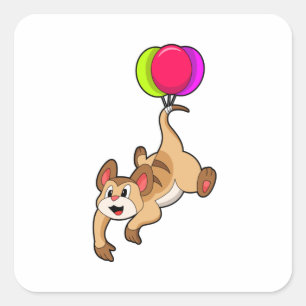 Meerkat with Balloon Square Sticker