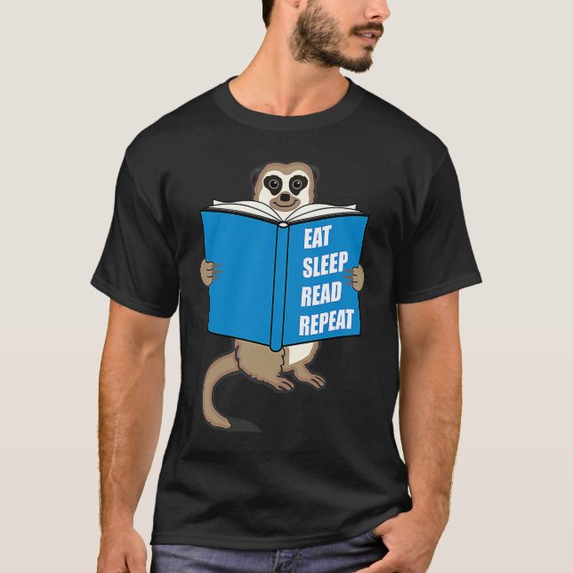 Meerkat with Book Books Reading Hobby T-Shirt (Front)
