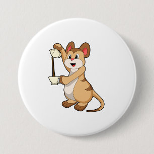 Meerkat with Coffee pot & Coffee.PNG 7.5 Cm Round Badge
