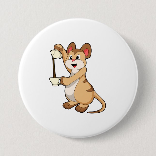 Meerkat with Coffee pot & Coffee.PNG 7.5 Cm Round Badge (Front)