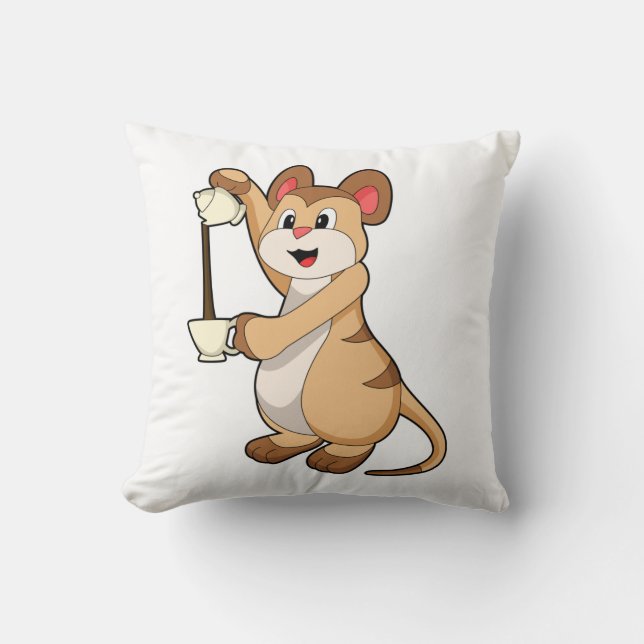 Meerkat with Coffee pot & Coffee.PNG Cushion (Front)