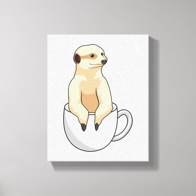Meerkat with Cup of Coffee Canvas Print (Front)