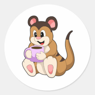 Meerkat with Cup of Coffee Classic Round Sticker