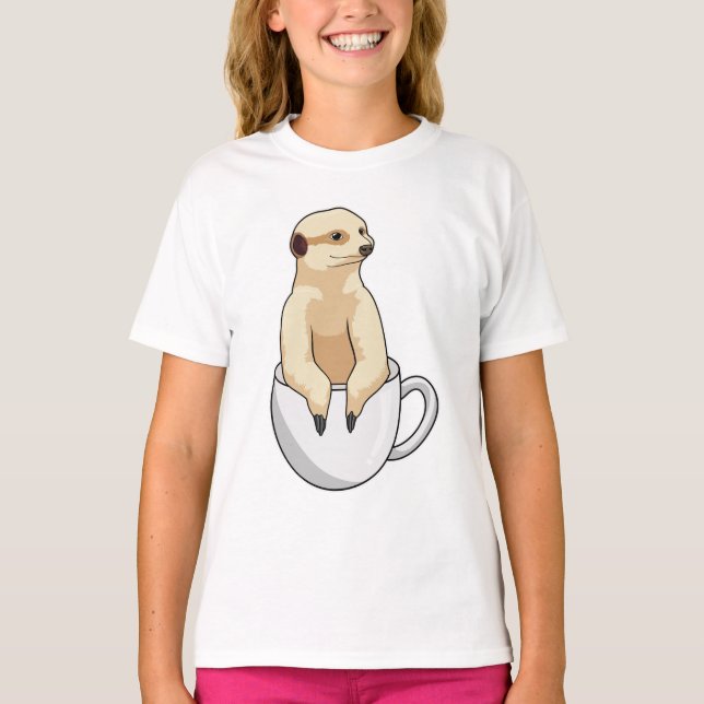 Meerkat with Cup of Coffee T-Shirt (Front)
