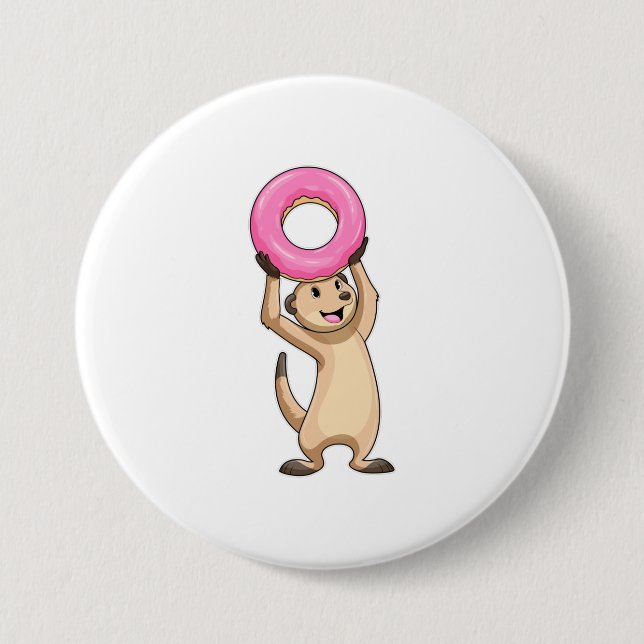 Meerkat with Donut 7.5 Cm Round Badge (Front)